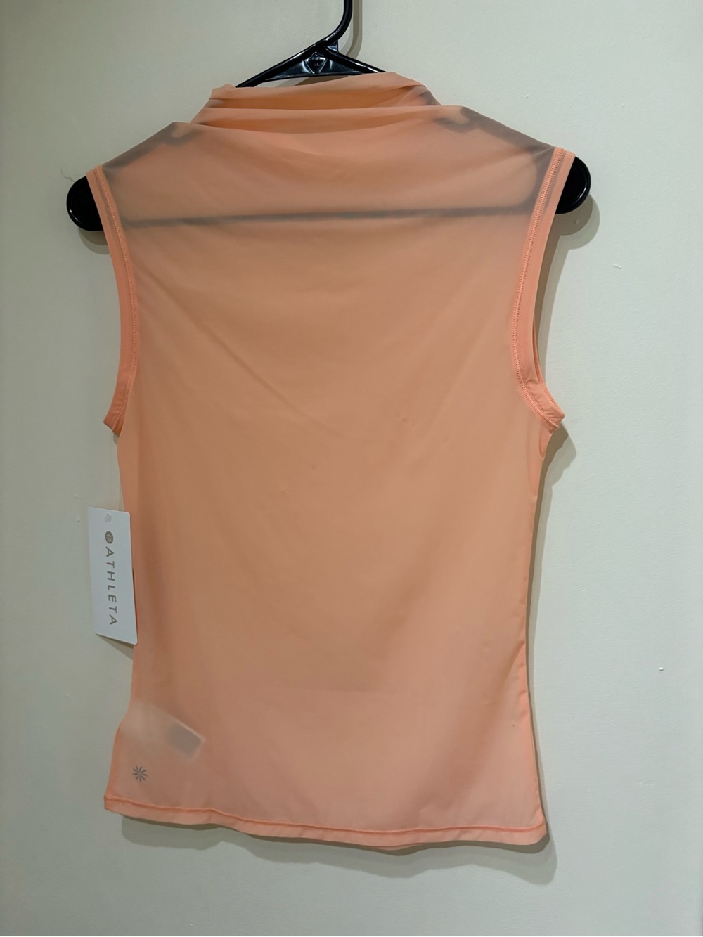 Athleta Peach Sleeveless Sheer Mock Neck Tank
